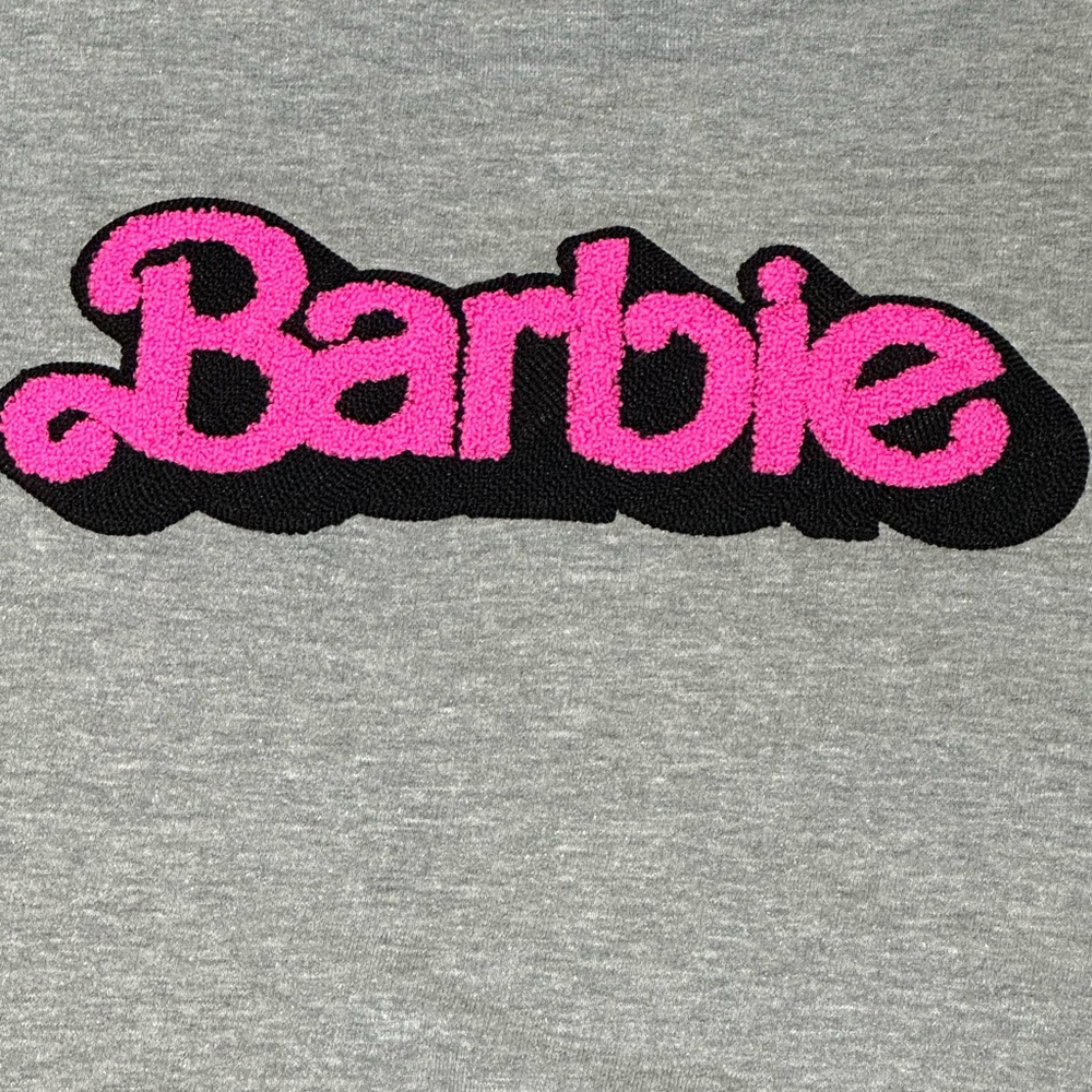 Gray Barbie Sweatshirt with Pink Carpet Logo